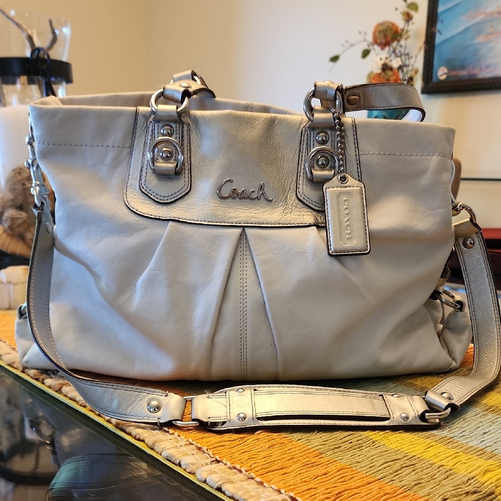 Coach Gray Shoulder Bag with Silver Hardware - Picture 1 of 16